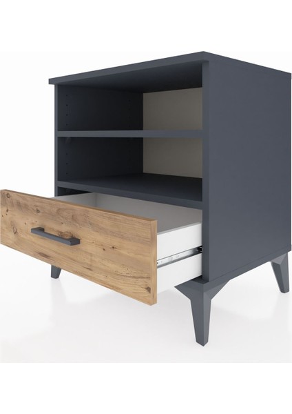 Hyperion Komodin 2 Raflı Tek Çekmeceli 60X44X64 Antrasit-Çam indirimleri