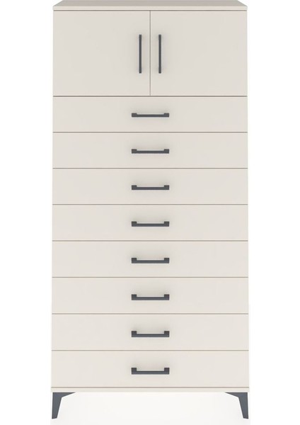 Arges Dolap Tek Raflı 8 Çekmeceli 2 Kapaklı 88X30X182 Aytaşı-Aytaşı