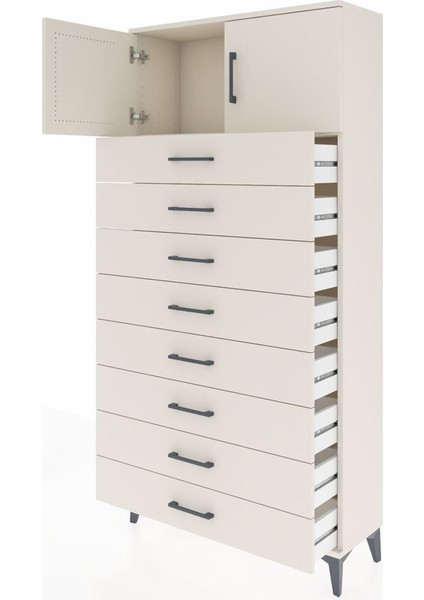 Arges Dolap Tek Raflı 8 Çekmeceli 2 Kapaklı 88X30X182 Aytaşı-Aytaşı fırsatları