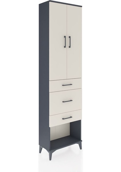 Arges Dolap 2 Raflı 3 Çekmeceli Tek Askılı 60X30X221 Antrasit-Aytaşı fiyatları