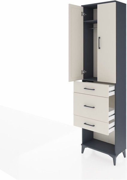 Arges Dolap 2 Raflı 3 Çekmeceli Tek Askılı 60X30X221 Antrasit-Aytaşı fırsatları