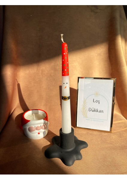 1 Adet Kardan Adam Desenli El Çizimi Yılbaşı - Noel - Yeni Yıl Konseptli Şamdan Mumu - Kış Mumu indirimleri