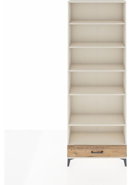 Arges Dolap 6 Raflı Tek Çekmeceli 88X30X243 Aytaşı-Çam