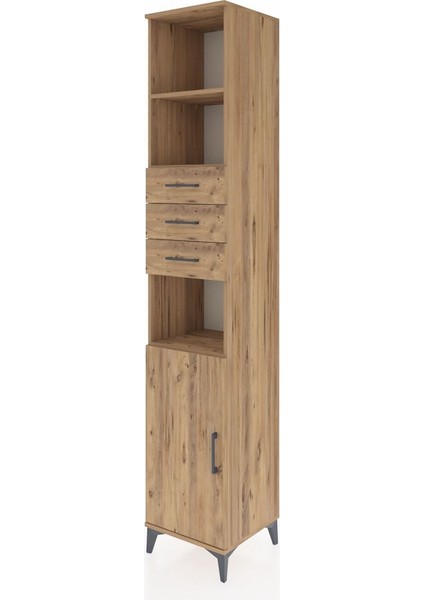Hyperion Dolap 4 Raflı 3 Çekmeceli Tek Kapaklı 44X44X243 Çam-Çam modelleri