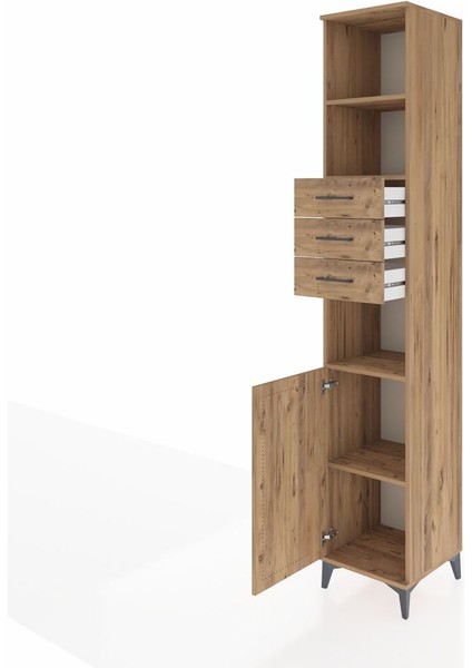 Hyperion Dolap 4 Raflı 3 Çekmeceli Tek Kapaklı 44X44X243 Çam-Çam fırsatları