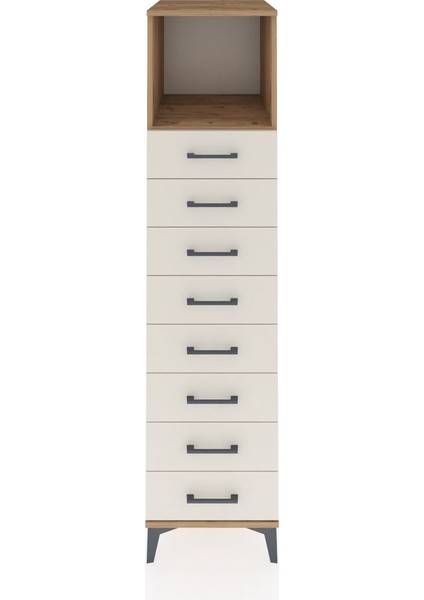 Kronos Dolap Tek Raflı 8 Çekmeceli 44X59X182 Çam-Aytaşı