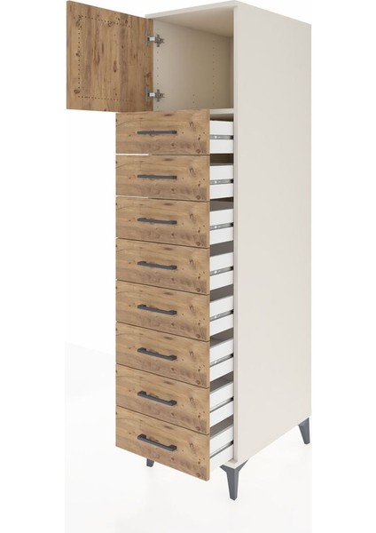 Kronos Dolap Tek Raflı 8 Çekmeceli Tek Kapaklı 44X59X182 Aytaşı-Çam fırsatları