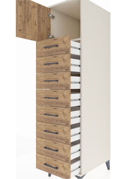 Kronos Dolap Tek Raflı 8 Çekmeceli Tek Kapaklı 44X59X182 Aytaşı-Çam indirimleri