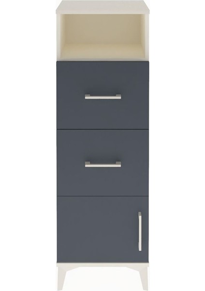 Arges Dolap Tek Raflı 2 Çekmeceli Tek Kapaklı 44X30X134 Aytaşı-Antrasit