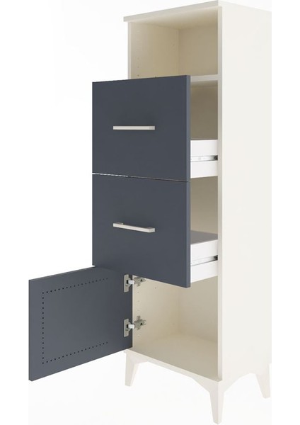 Arges Dolap Tek Raflı 2 Çekmeceli Tek Kapaklı 44X30X134 Aytaşı-Antrasit fırsatları