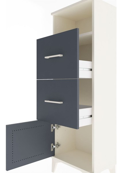 Arges Dolap Tek Raflı 2 Çekmeceli Tek Kapaklı 44X30X134 Aytaşı-Antrasit indirimleri