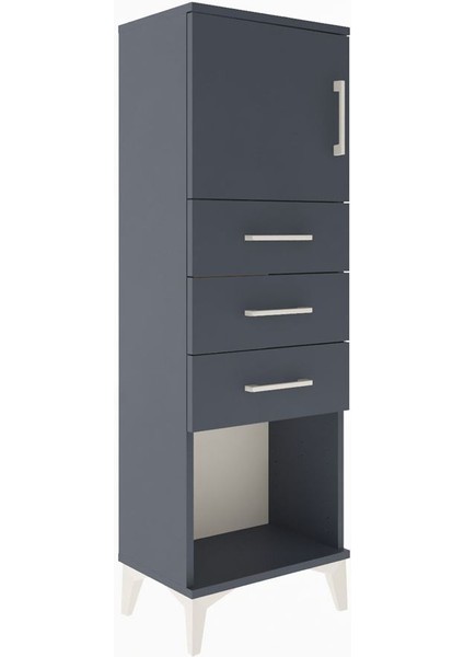 Arges Dolap Tek Raflı 3 Çekmeceli Tek Kapaklı 44X30X134 Antrasit-Antrasit fiyatları