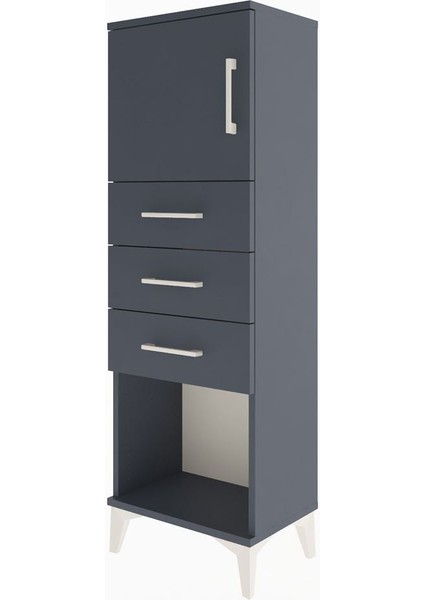 Arges Dolap Tek Raflı 3 Çekmeceli Tek Kapaklı 44X30X134 Antrasit-Antrasit modelleri