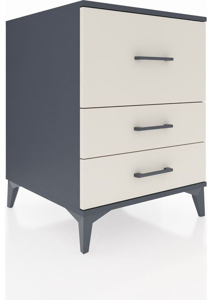 Kronos Komodin 3 Çekmeceli 60X59X80 Antrasit-Aytaşı fiyatları