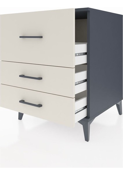 Kronos Komodin 3 Çekmeceli 60X59X80 Antrasit-Aytaşı fırsatları