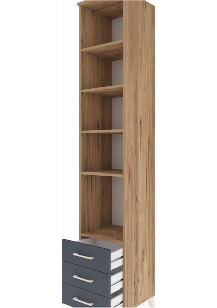 Hyperion Dolap 5 Raflı 3 Çekmeceli 44X44X243 Çam-Antrasit indirimleri