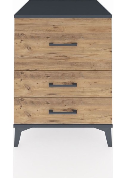 Kronos Komodin 3 Çekmeceli 60X59X80 Antrasit-Çam