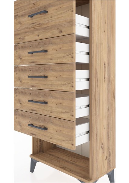 Hyperion Dolap 5 Çekmeceli 60X44X134 Çam-Çam indirimleri