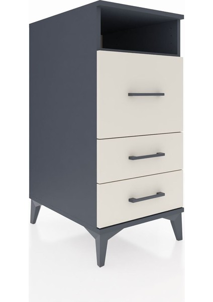 Kronos Komodin Tek Raflı 3 Çekmeceli 44X59X96 Antrasit-Aytaşı fiyatları