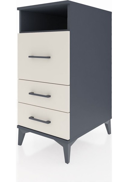 Kronos Komodin Tek Raflı 3 Çekmeceli 44X59X96 Antrasit-Aytaşı modelleri