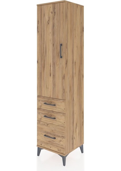 Hyperion Dolap 4 Raflı 3 Çekmeceli Tek Kapaklı 44X44X195 Çam-Çam modelleri