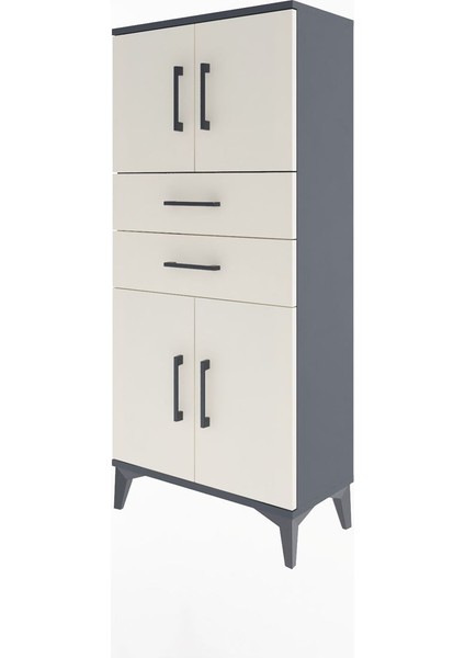Arges Dolap Tek Raflı 2 Çekmeceli 4 Kapaklı 60X30X134 Antrasit-Aytaşı modelleri
