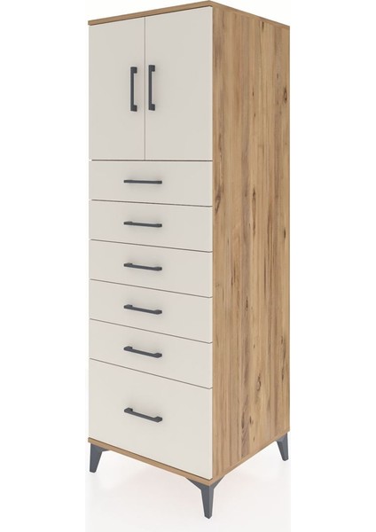 Kronos Dolap Tek Raflı 6 Çekmeceli 2 Kapaklı 60X59X182 Çam-Aytaşı modelleri