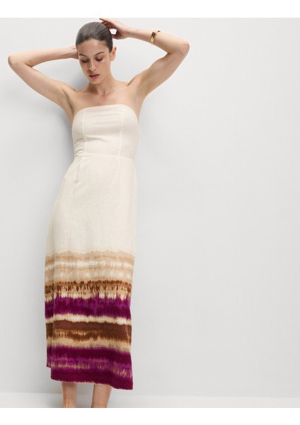 Keten Karışımlı Midaxi Elbise