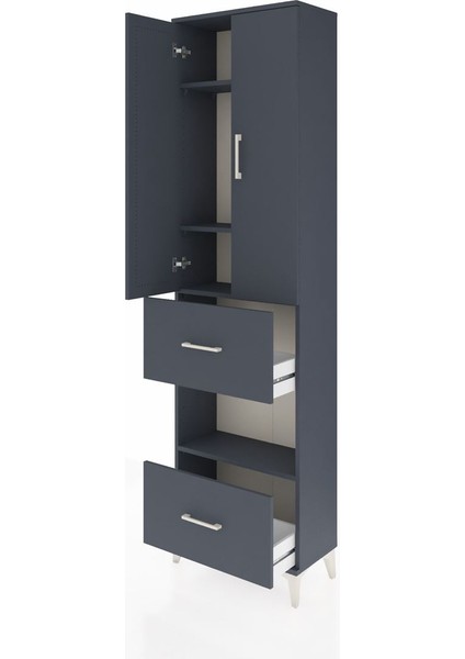 Arges Dolap 4 Raflı 2 Çekmeceli 2 Kapaklı 60X30X221 Antrasit-Antrasit fırsatları