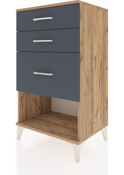 Hyperion Komodin 3 Çekmeceli 60X44X106 Çam-Antrasit modelleri