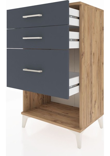 Hyperion Komodin 3 Çekmeceli 60X44X106 Çam-Antrasit fırsatları