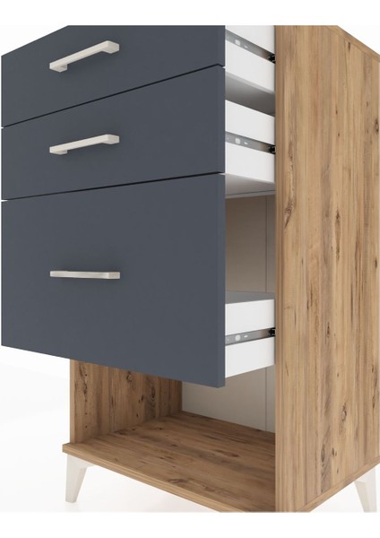 Hyperion Komodin 3 Çekmeceli 60X44X106 Çam-Antrasit indirimleri