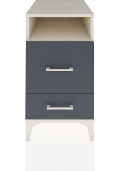 Kronos Komodin Tek Raflı 2 Çekmeceli 44X59X80 Aytaşı-Antrasit