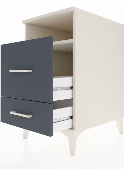 Kronos Komodin Tek Raflı 2 Çekmeceli 44X59X80 Aytaşı-Antrasit indirimleri