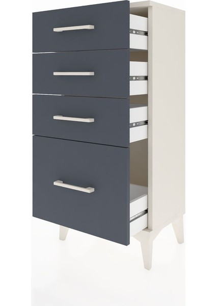 Arges Komodin 4 Çekmeceli 44X30X96 Aytaşı-Antrasit fırsatları