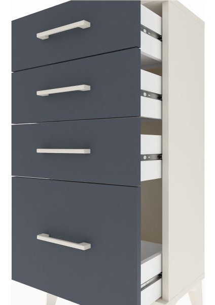 Arges Komodin 4 Çekmeceli 44X30X96 Aytaşı-Antrasit indirimleri