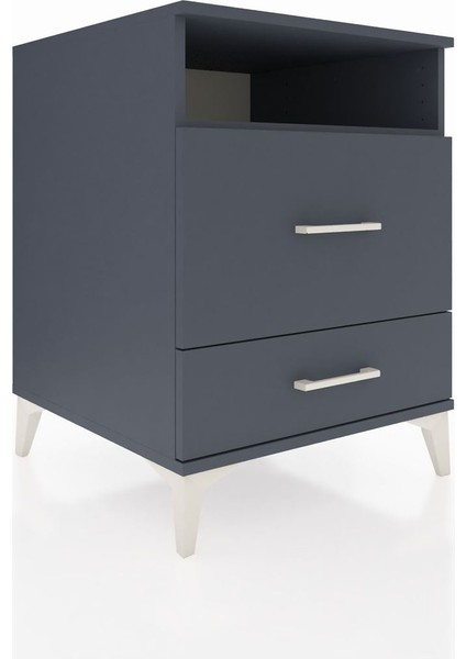 Kronos Komodin Tek Raflı 2 Çekmeceli 60X59X80 Antrasit-Antrasit fiyatları