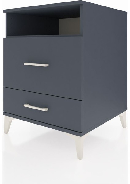 Kronos Komodin Tek Raflı 2 Çekmeceli 60X59X80 Antrasit-Antrasit modelleri