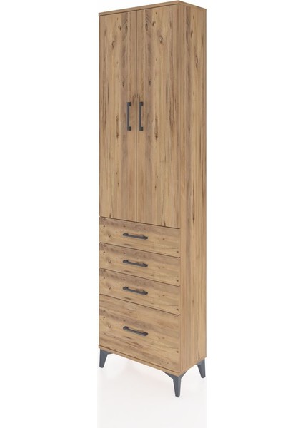 Arges Dolap 3 Raflı 4 Çekmeceli 2 Kapaklı 60X30X221 Çam-Çam modelleri