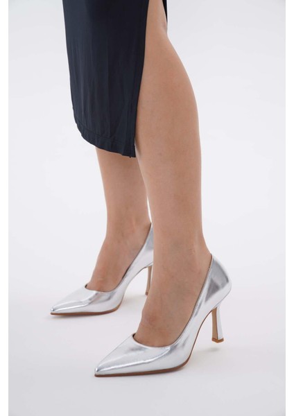 Gümüş Stiletto Kadın Topuklu Ayakkabı fırsatları