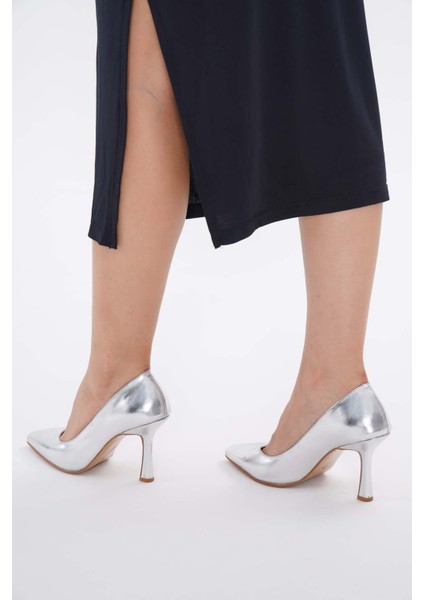 Gümüş Stiletto Kadın Topuklu Ayakkabı indirimleri