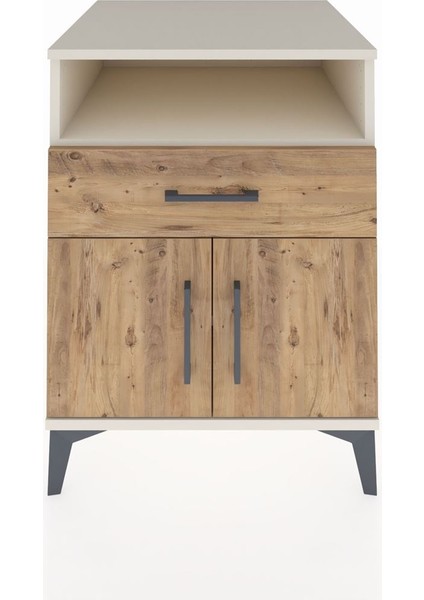 Kronos Komodin 2 Raflı Tek Çekmeceli 2 Kapaklı 60X59X80 Aytaşı-Çam