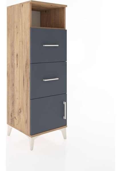 Hyperion Dolap Tek Raflı 2 Çekmeceli Tek Kapaklı 44X44X134 Çam-Antrasit fiyatları