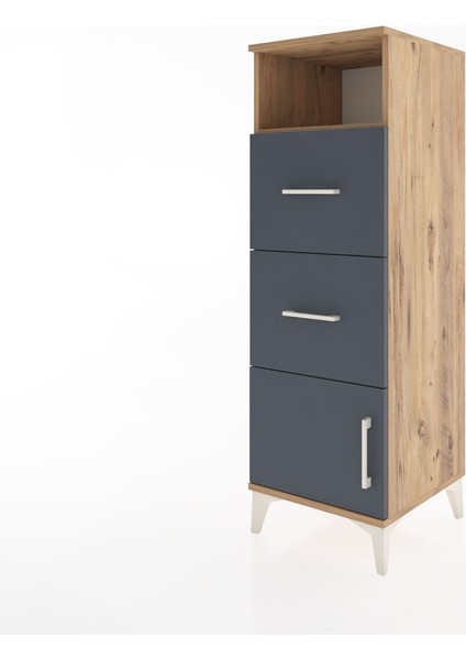 Hyperion Dolap Tek Raflı 2 Çekmeceli Tek Kapaklı 44X44X134 Çam-Antrasit modelleri