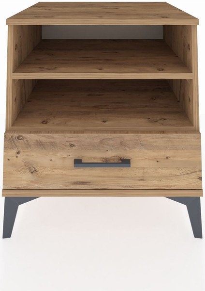 Kronos Komodin 2 Raflı Tek Çekmeceli 60X59X64 Çam-Çam