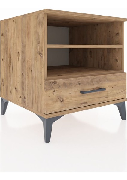 Kronos Komodin 2 Raflı Tek Çekmeceli 60X59X64 Çam-Çam modelleri