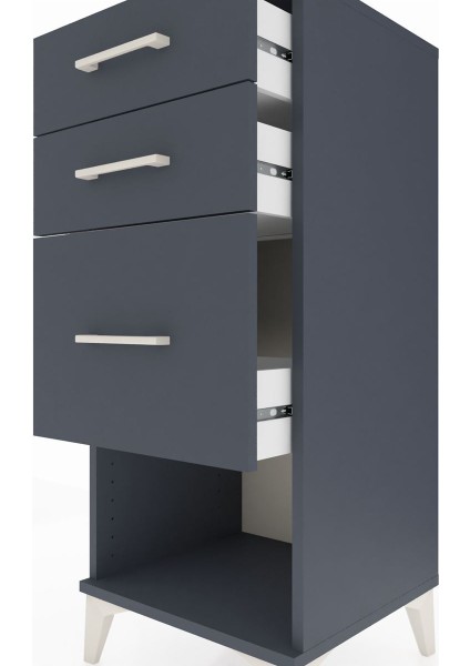Hyperion Komodin 3 Çekmeceli 44X44X106 Antrasit-Antrasit indirimleri