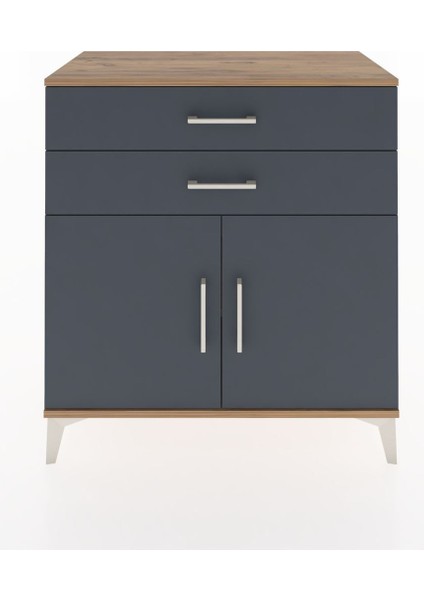 Hyperion Şifonyer Tek Raflı 2 Çekmeceli 2 Kapaklı 88X44X96 Çam-Antrasit