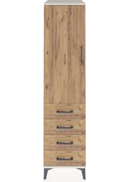 Kronos Dolap 2 Raflı 4 Çekmeceli Tek Kapaklı 44X59X182 Aytaşı-Çam