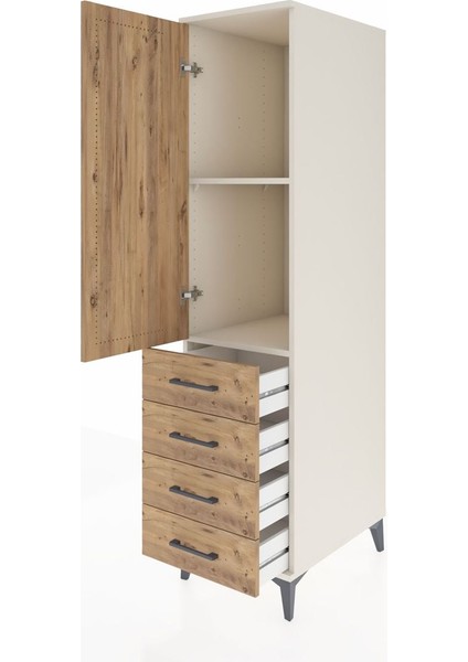 Kronos Dolap 2 Raflı 4 Çekmeceli Tek Kapaklı 44X59X182 Aytaşı-Çam fırsatları